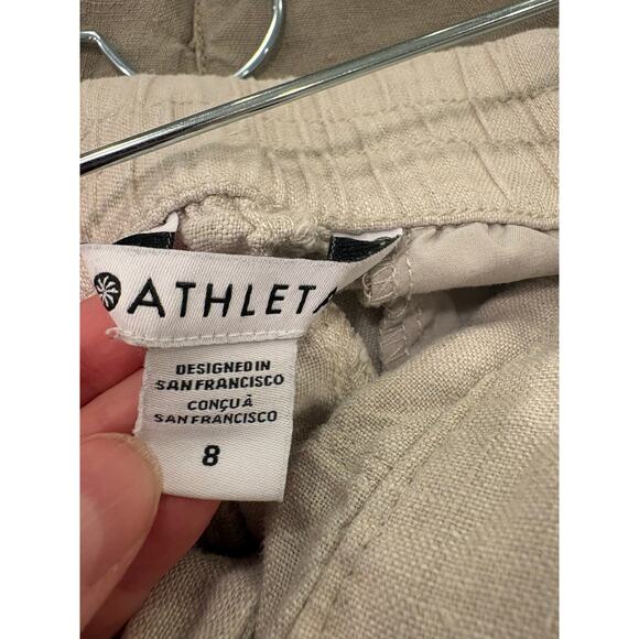 Athleta Size 8 Voyager Linen Pant Bone Colored Adjustable Waist - Picture 7 of 8